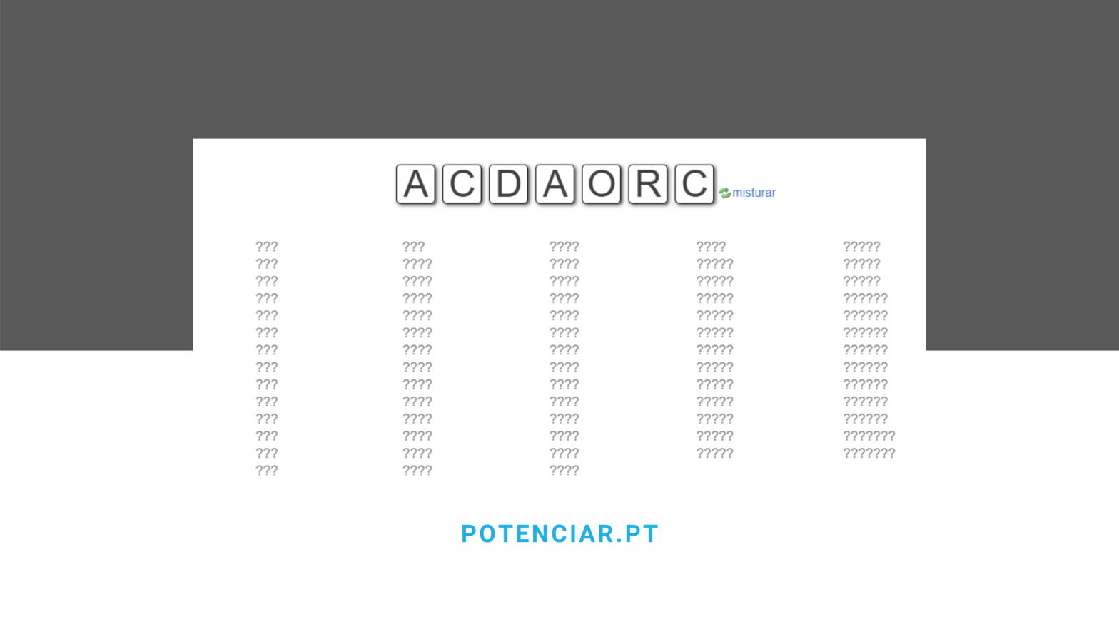Anagramas - Escrita Criativa